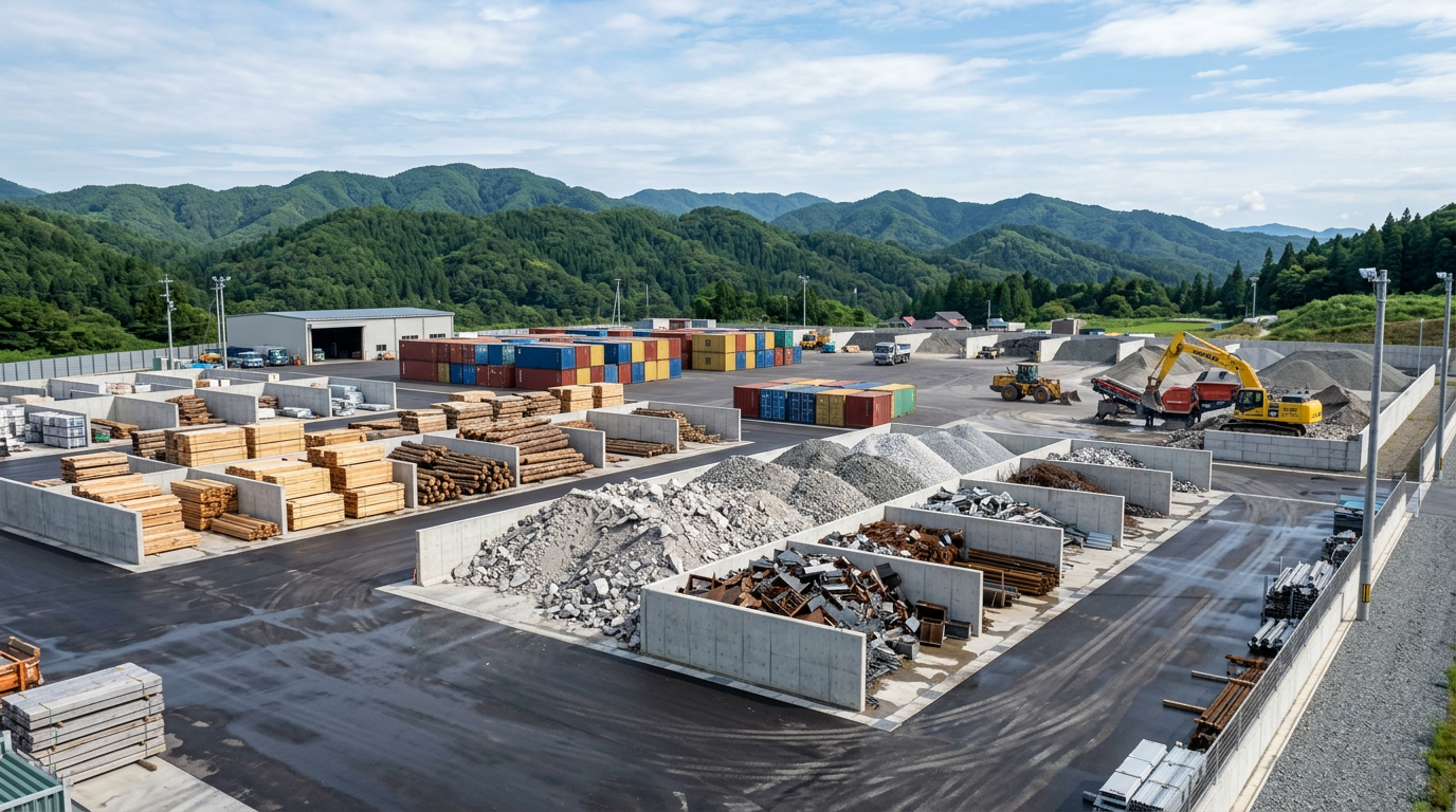 大規模な自社資材置き場のイメージ